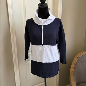 Talbots Navy and White Colorblock Sweatshirt